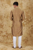 Bluesaanchi Sunshine: Handwoven Embroidered Kurta Set Raw umber - Veshbhoshaa