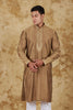 Bluesaanchi Sunshine: Handwoven Embroidered Kurta Set Raw umber - Veshbhoshaa