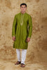 Bluesaanchi Sunshine: Handwoven Embroidered Kurta Set Royal green - Veshbhoshaa