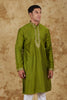 Bluesaanchi Sunshine: Handwoven Embroidered Kurta Set Royal green - Veshbhoshaa