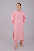 Bluesaanchi Women's Baby Pink Kurti With Trouser Pajama Set - Veshbhoshaa