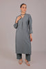 Bluesaanchi Women's Grey Kurti With Trouser Pajama Set - Veshbhoshaa