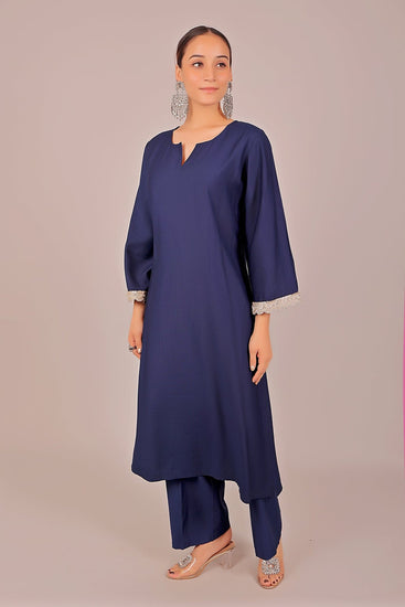 Bluesaanchi Women's Royal Blue Kurti With Trouser Pajama Set - Veshbhoshaa