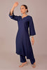 Bluesaanchi Women's Royal Blue Kurti With Trouser Pajama Set - Veshbhoshaa