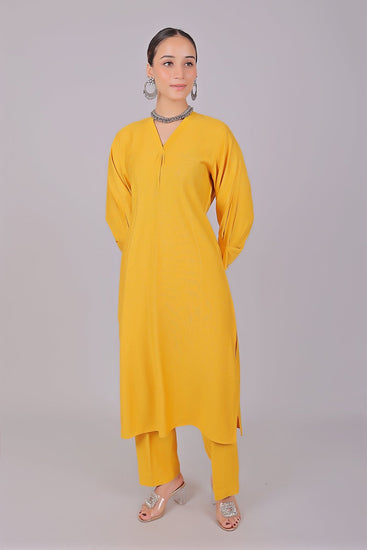 Bluesaanchi Women's Yellow Kurti With Trouser Pajama Set - Veshbhoshaa