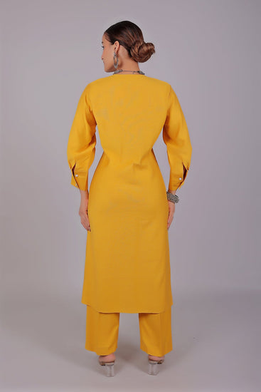 Bluesaanchi Women's Yellow Kurti With Trouser Pajama Set - Veshbhoshaa