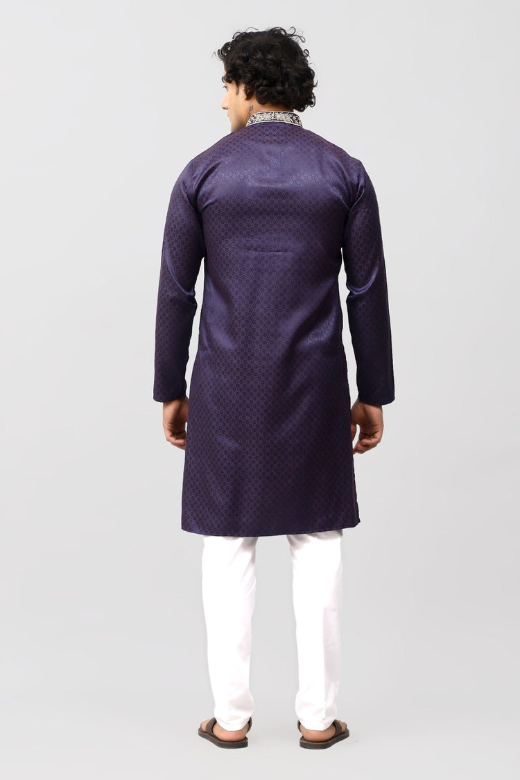 Bluesaanchi Zari Embroidered Kurta Set for Men Purple Color - Veshbhoshaa