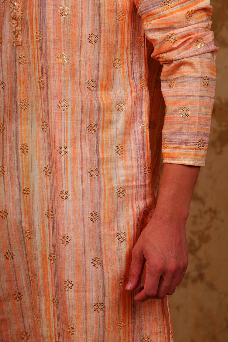 Bluesaanchi Zari Work Peach Kurta with Trouser Pajama - Veshbhoshaa