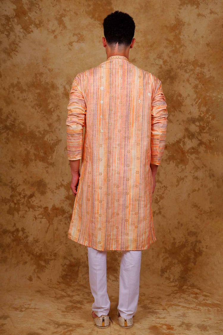 Bluesaanchi Zari Work Peach Kurta with Trouser Pajama - Veshbhoshaa