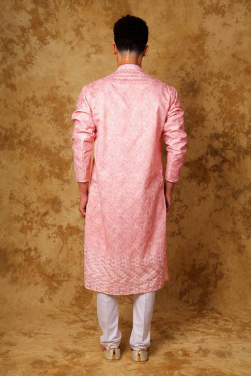 Bluesaanchi Zari Work Pink Kurta with Trouser Pajama - Veshbhoshaa