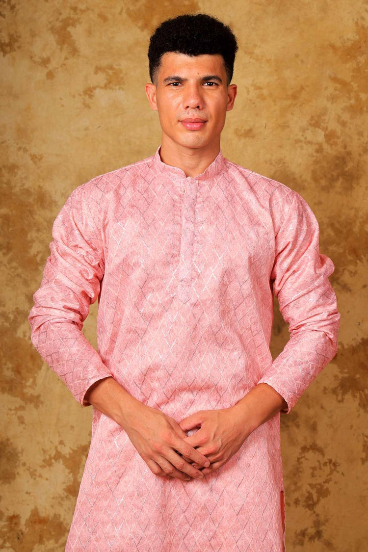 Bluesaanchi Zari Work Pink Kurta with Trouser Pajama - Veshbhoshaa