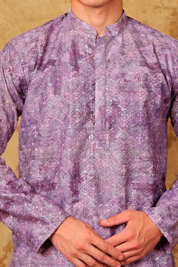 Bluesaanchi Zari Work Purple Kurta with Trouser Pajama - Veshbhoshaa