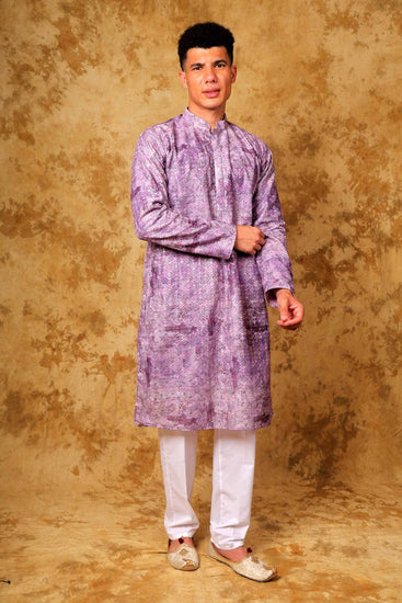 Bluesaanchi Zari Work Purple Kurta with Trouser Pajama - Veshbhoshaa