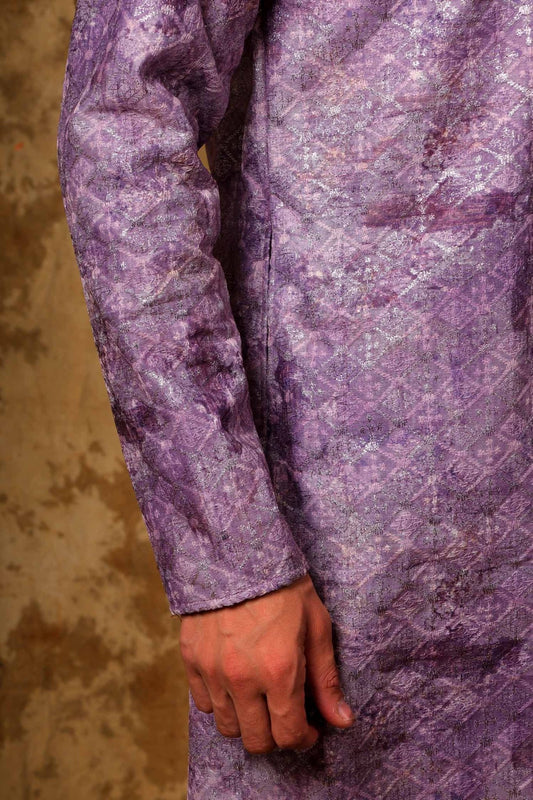 Bluesaanchi Zari Work Purple Kurta with Trouser Pajama - Veshbhoshaa