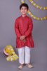 Red Bold Zari Kurta Set – Trendy Vibes for Your Little One - Veshbhoshaa