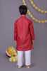 Red Bold Zari Kurta Set – Trendy Vibes for Your Little One - Veshbhoshaa