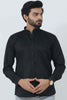 BLUEBIRD MEN'S BLACK MANDARIN COLLAR FORMAL SHIRT