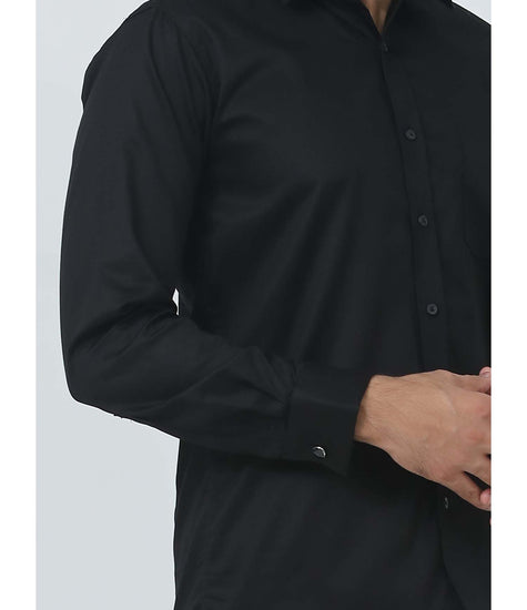 Men Black Cuffline Shirt - Veshbhoshaa
