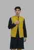 Men Dark Yellow Sequence  Cotton  bandi - Veshbhoshaa