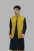 Men Dark Yellow Sequence  Cotton  bandi - Veshbhoshaa