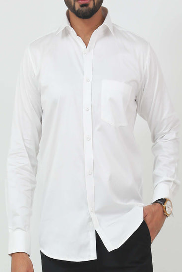 Men White Cuffline  Shirt - Veshbhoshaa