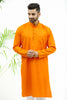 Men Dark Orange Matka Silk  Kurta Set - Veshbhoshaa