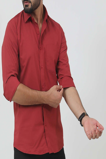 Men Rusted Red Shirt - Veshbhoshaa