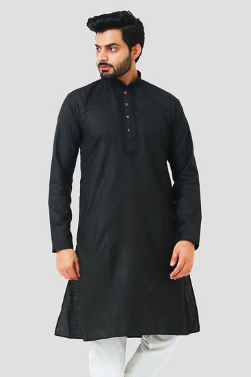 BLUESAANCHI MEN'S BLACK MAGIC SLUB KURTA SET