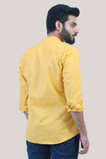 BLUEBIRD MEN'S YELLOW FESTIVE SHORT KURTA