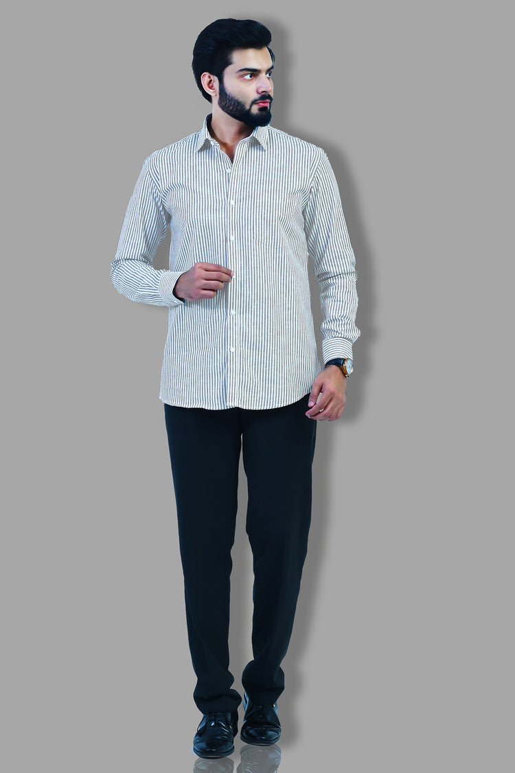 Veshbhoshaa's BLUEBIRD Striped brown And White Formal Shirt's For Men's