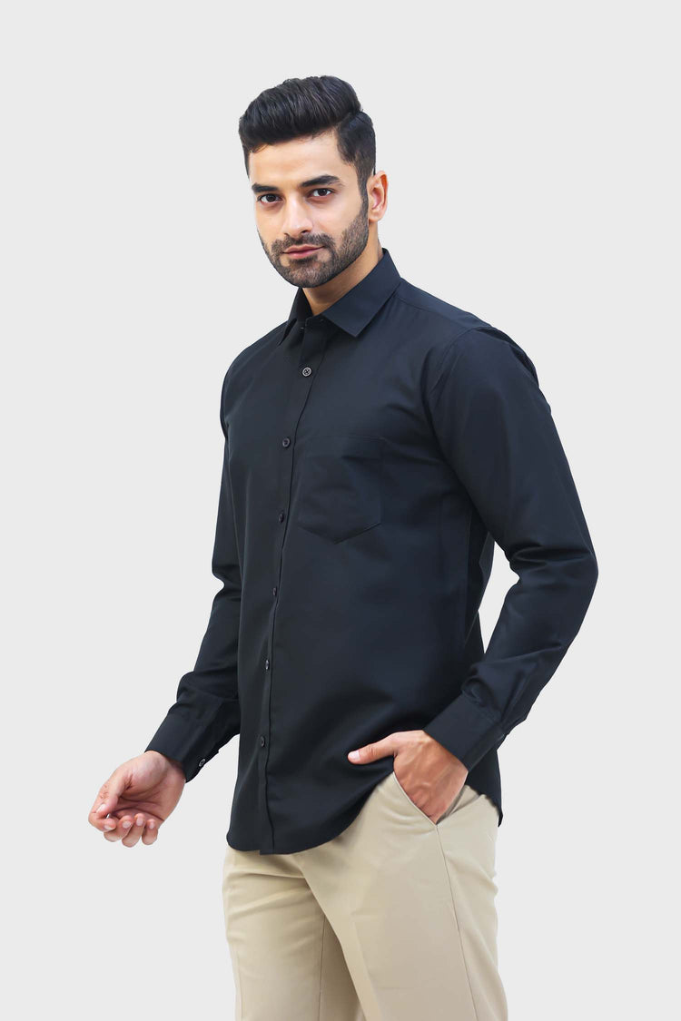 Men Black Formal Shirt -Veshbhoshaa