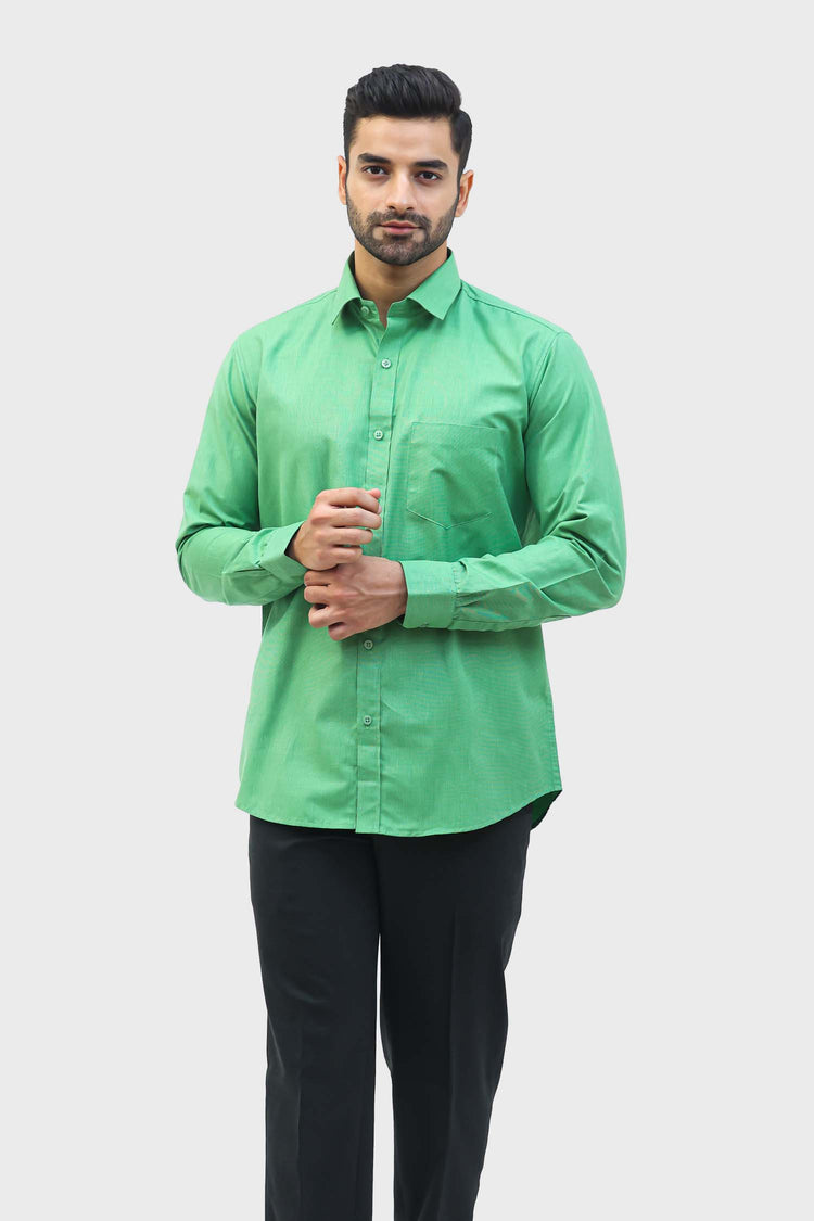 Men Green Formal Shirt - Veshbhoshaa