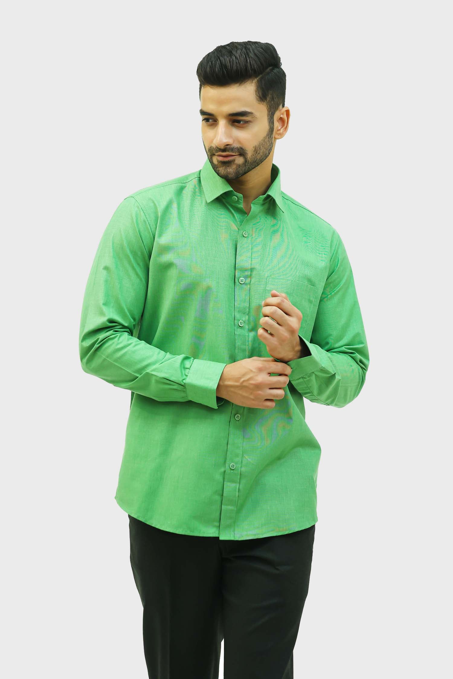 Formal Green Shirt For Men - Veshbhoshaa