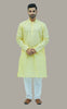 Men Light Yellow Murli Chikan Kurta Set - Veshbhoshaa