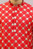 Red Dupion silk Kurta set - Veshbhoshaa BLUESAANCHI Men's Mirror Work Embroidery Designs Red Color Kurta Set / BUY Ethnic Red Kurta for mens