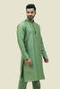 BLUESAANCHI MEN'S DARK GREEN RAW SILK KURTA SET