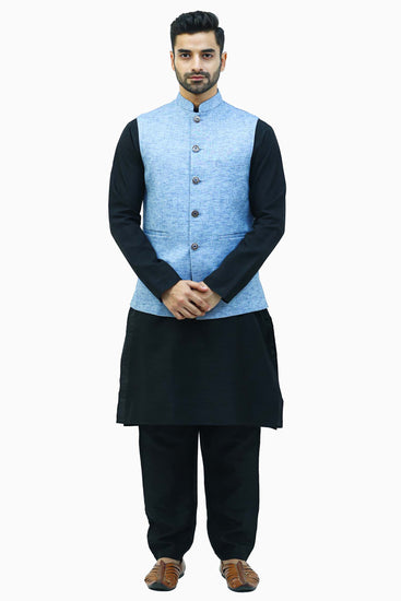 Blue Waistcoat For Men- Veshbhoshaa