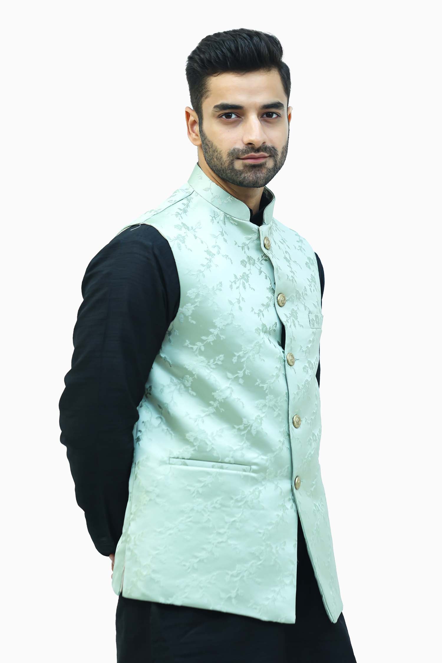 Green Waistcoat For Men - Veshbhoshaa