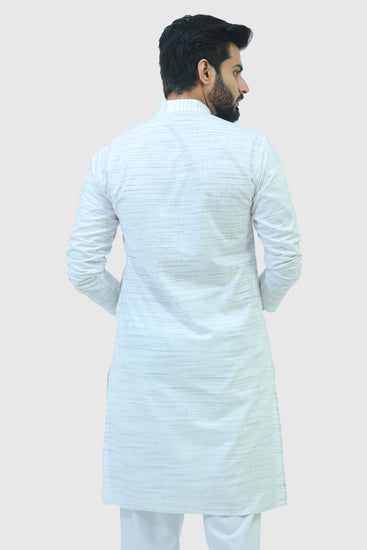 BLUESAANCHI Men White Texture Regular Fit Ethnic Kurta Set For Men's / Buy Casual khadi Kurta Set 