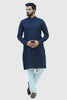 BLUESAANCHI Men's Khadi Texture Light Navy Blue Color Kurta Set / BUY Ethnic Casual Party Wear Navy Blue Kurta set for mens