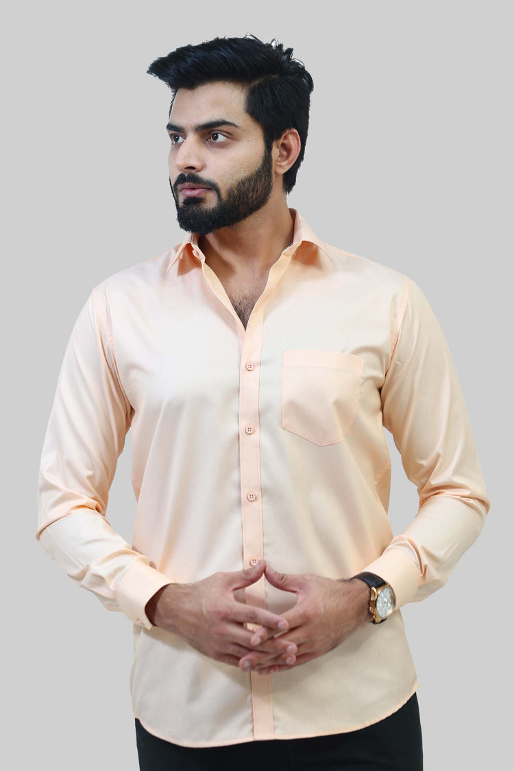 Orange Formal Shirt For Men - Veshbhoshaa